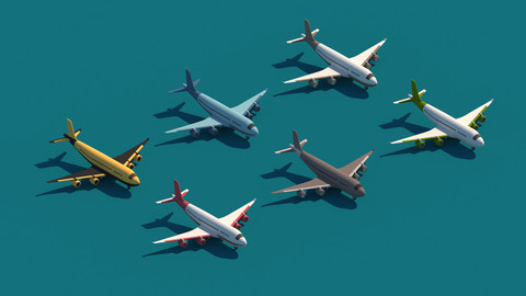 Cartoon Low Poly Airplane Package