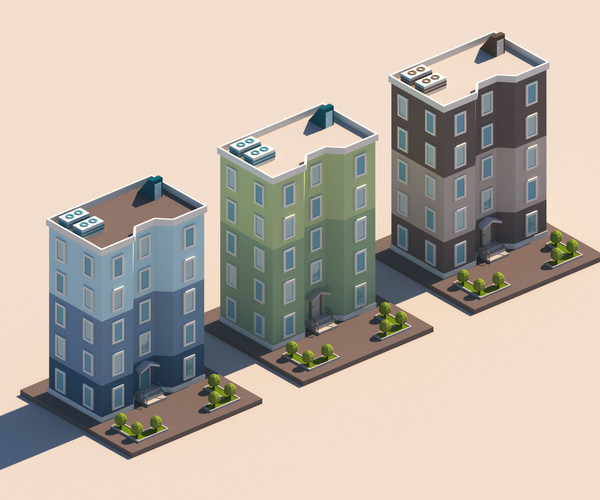 ArtStation - Cartoon Apartment Buildings Package | Game Assets