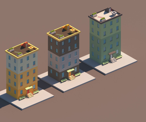 ArtStation - Cartoon Apartment Buildings Package | Game Assets