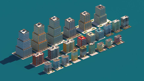 Cartoon Apartment Buildings Package