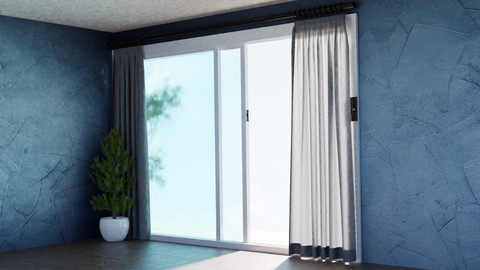 Glass door cum window 3D model