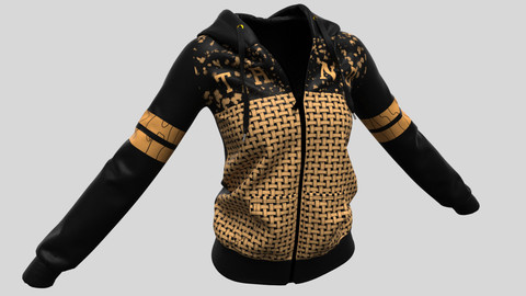 Ladies Hoodie Black 2.0 in Marvelous Designer