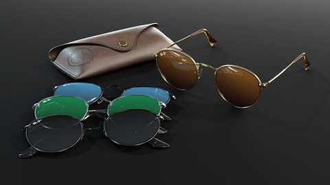 Ray-Ban round Sunglasses 3D model