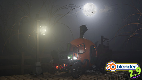 Blender 2.9 3D Model & Render a Stylized Halloween Scene 20 Hour Blender Training