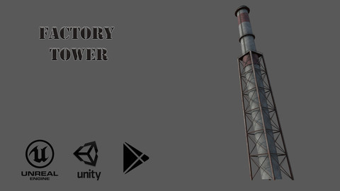 Factory Tower Low-poly 3D model
