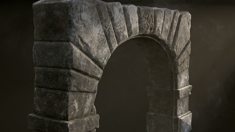 Medieval Fortress Stone Arch Low-poly 3D model