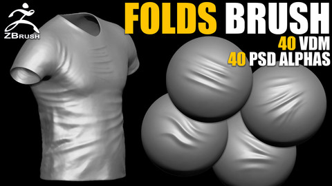 40 Folds VDM Brush for ZBrush Vol.3 + 40 Alphas (PSD)