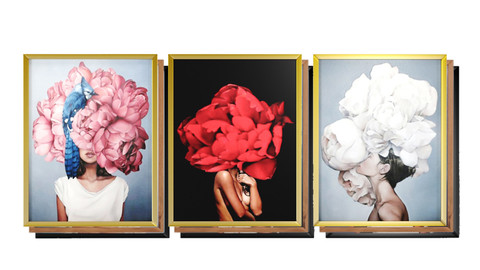 Art Frams 4- 3 Art Flower Head Woman By 3 Frams