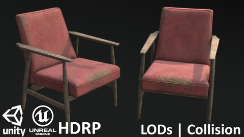 Soviet Armchair Lisek Red Damaged