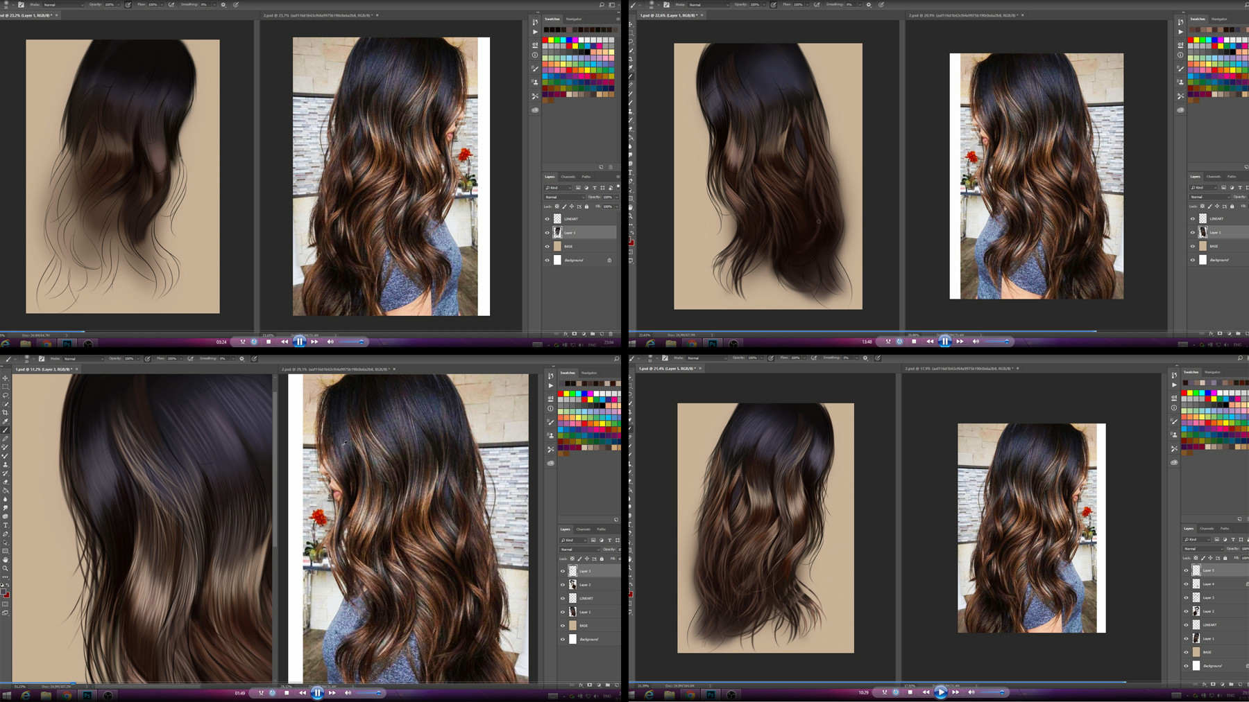 ArtStation - Hair Painting In Photoshop - Video Tutorial | Tutorials