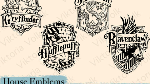 Hogwards Crests - Harry Potter Emblems - Hogwards Houses Logos