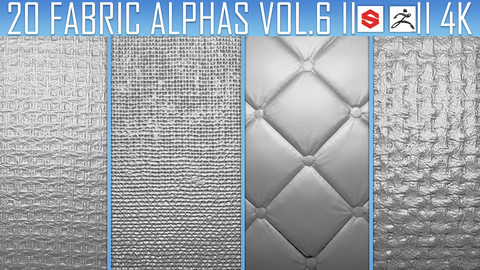 20 Fabric Alphas Vol.6 (ZBrush, Substance, 2K)
