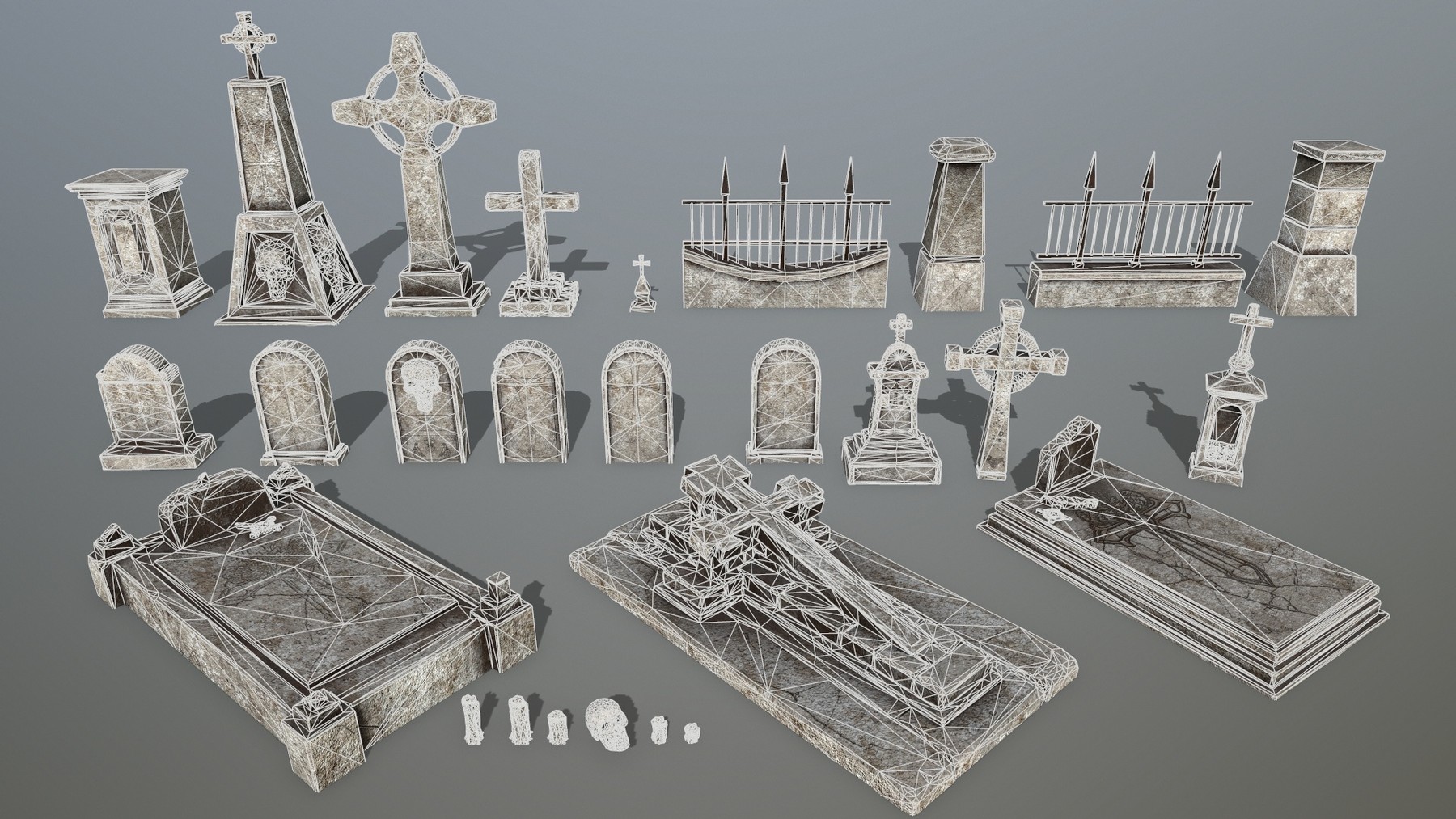ArtStation tombstone set Game Assets