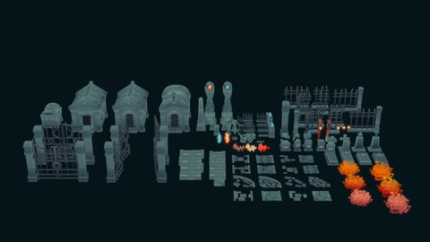 Cemetery Toon Assets Set