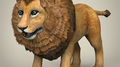 Low Poly Lion 3D Model