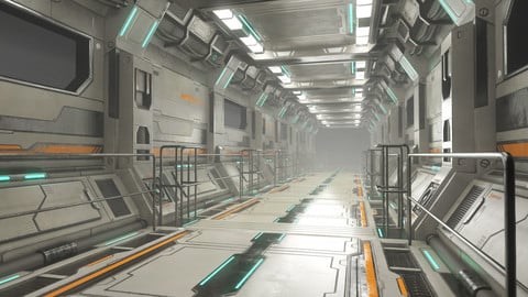 Sci-Fi Modular Corridor Version 2 - Low Poly