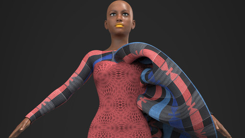 SIDEWING ASO OKE 3D African Design Ready To Use In Your Project - Marvelous Designer / Clo3d project + Cinema 4D + FBX + Materials