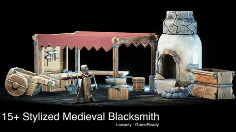 Medieval Blacksmith - 15+ Stylized Props