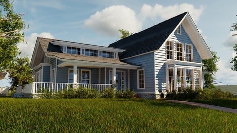 Classic style porch house without furniture