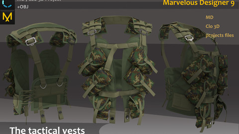 Tactical backpack/bag project. Clo3d, Marvelous designer.