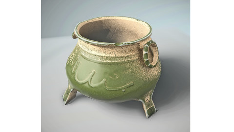 Cauldron Medieval VR AR low-poly 3d model Low-poly 3D model