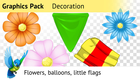 Graphics Pack—Little Flags, Flowers, Balloons—27 elements