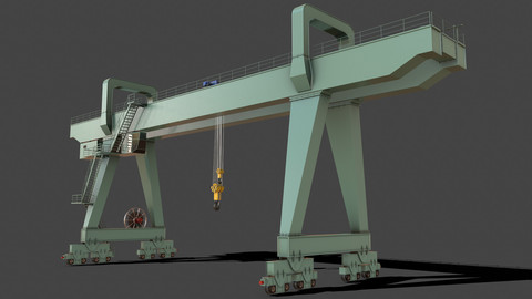 PBR Double Girder Gantry Crane V2 - Green Light