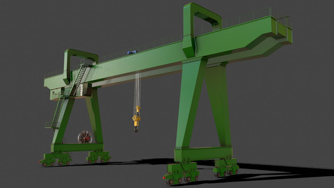 PBR Double Girder Gantry Crane V2 - Green