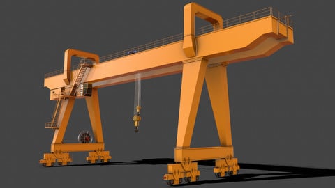 PBR Double Girder Gantry Crane V2 - Yellow Dark