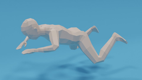 Low Poly Swimming Kid