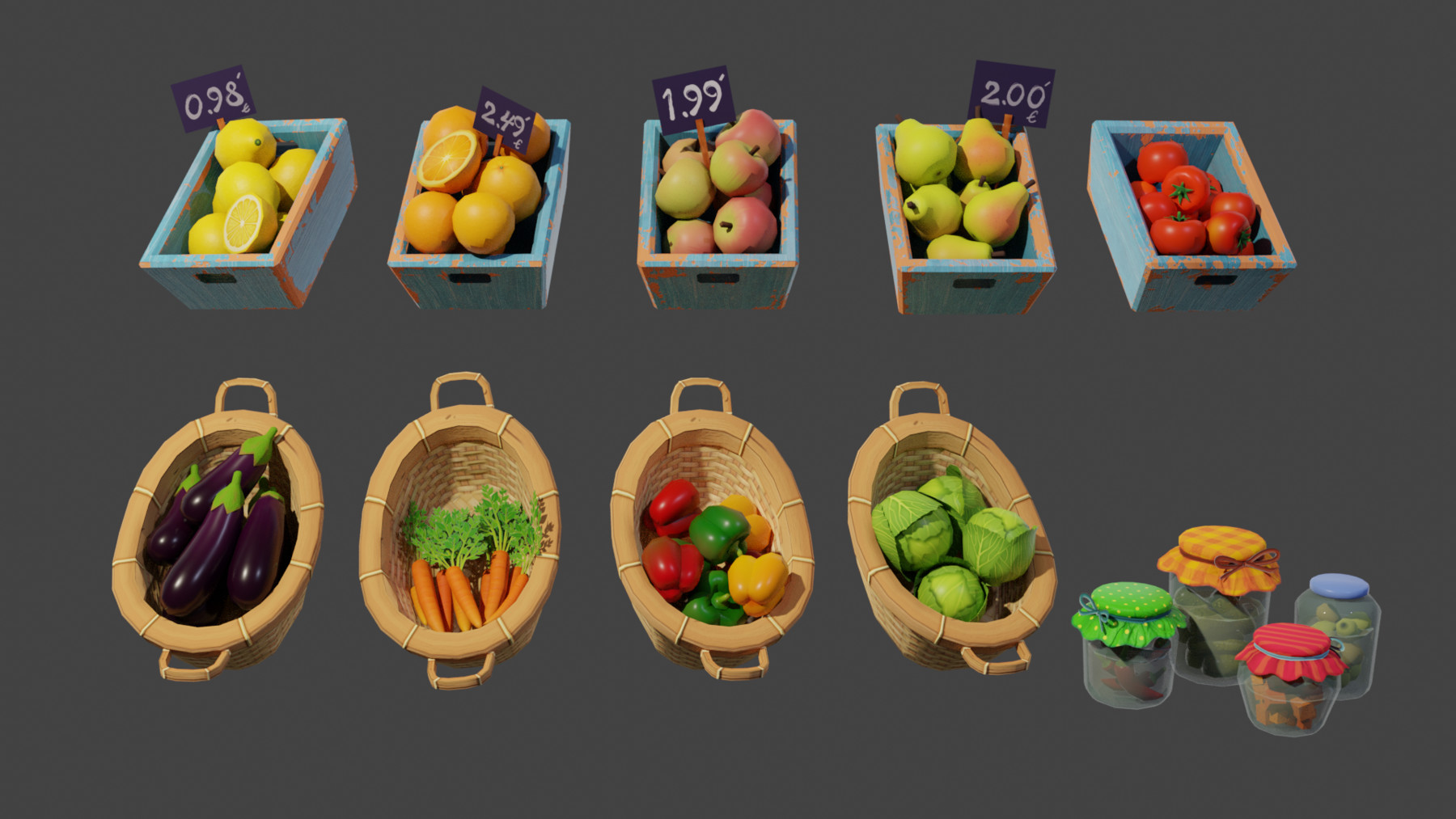 ArtStation Farmer's Fruit Stall Game Assets