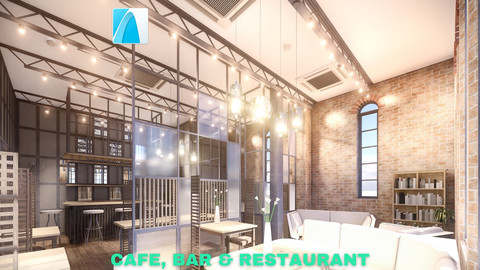 Intimate Cafe, Bar & Restaurant Scene - Archicad - Low Poly