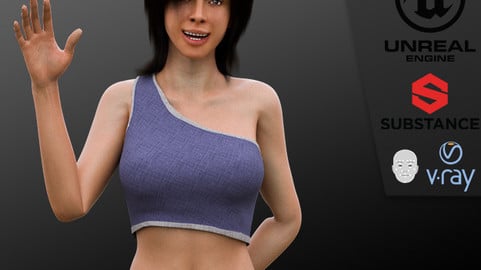 Danielle - 3D Realistic Sexy Human Girl Game Ready Character Rig with Facial Controls