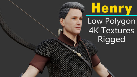 Henry - Realistic Ranger - Archer ( Rigged / Low Polygon / 4K Textures)