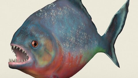 Piranha Fish Low Poly PBR Ready 3D Model