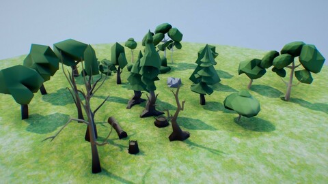low poly vegetation set 03 free