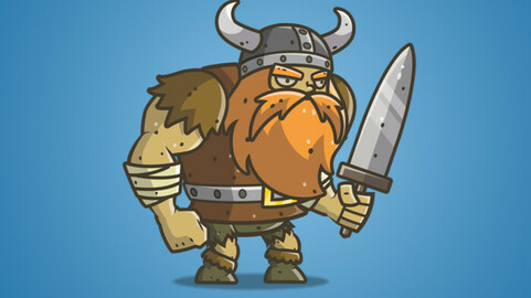 Chibi Muscular Viking 2D Character Sprite