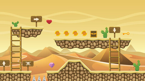 Egyptian Themed 2D Game Platformer Tileset
