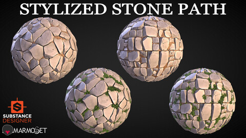 Stylized Stone Path Material Pack