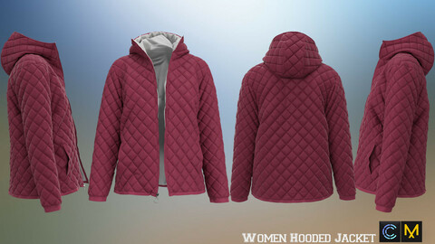 Women Hooded Jacket  , marvelous designer,clo3d