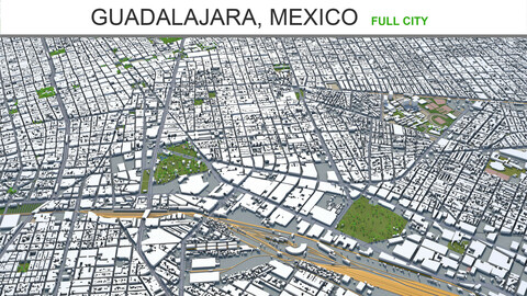Guadalajara city Mexico 3d model 50 km