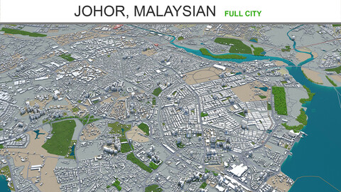 Johor city Malaysian 3d model 50km