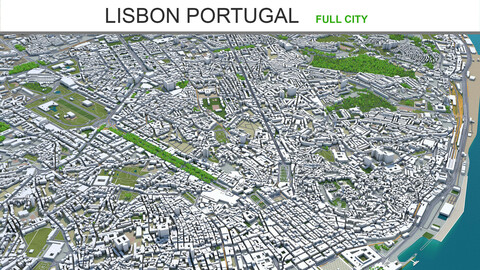 Lisbon city Portugal 3d model 40km
