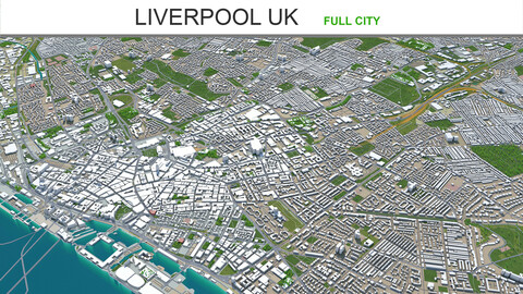 Liverpool city UK 3d model 40km