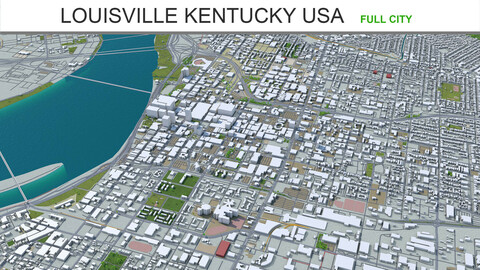 Louisville Kentucky  city USA 3d model 80km