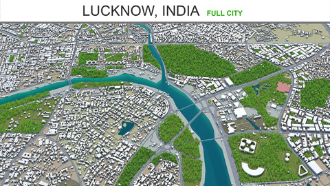 Lucknow city India 3d model 50km