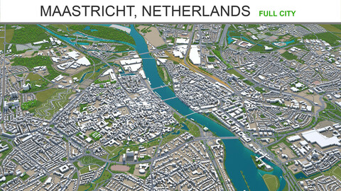 Maastricht city Netherlands 3d model 50km