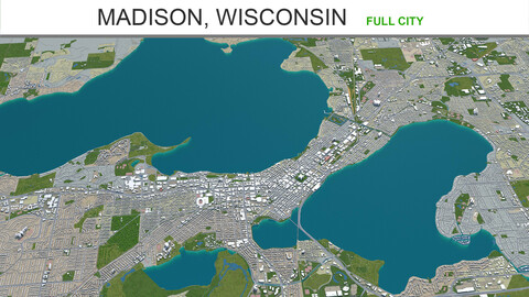 Madison city Wisconsin 3d model 60km