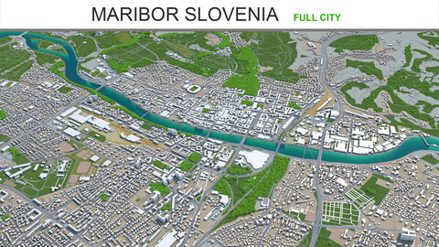 Maribor city Slovenia 3d model 30km