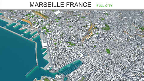 Marseille city France 3d model 50km